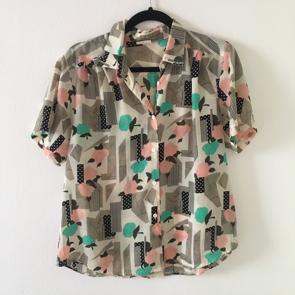 Vintage 1990’s abstract rose Shirt xs / s / m